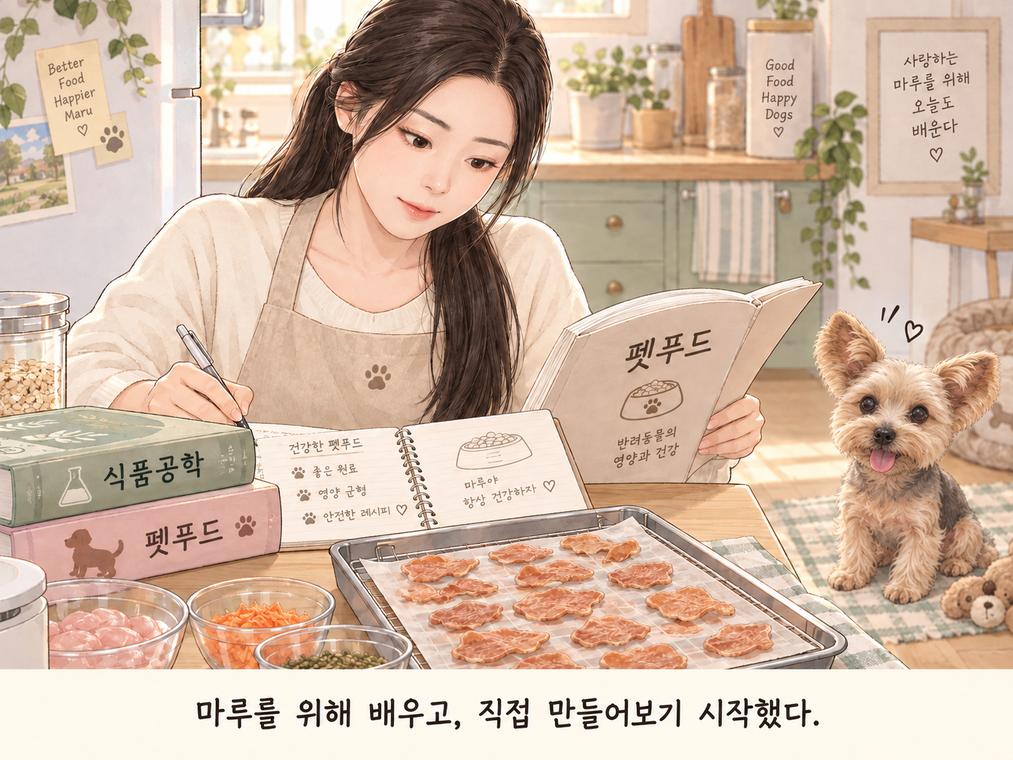 펫푸드를 공부하고 직접 만들어보는 모습